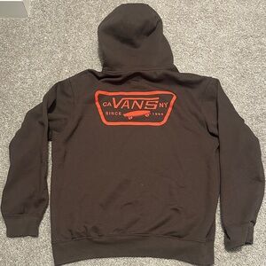 Vans Dark Brown Hoodie with Red Graphic